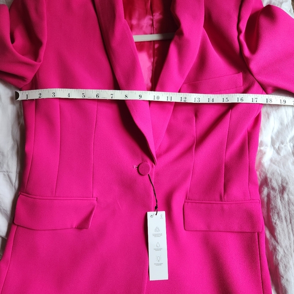 Zara Co-ord Set tuxedo collar blazer + Pants Zw Collection neon fuschia sz M NWT - Picture 8 of 16
